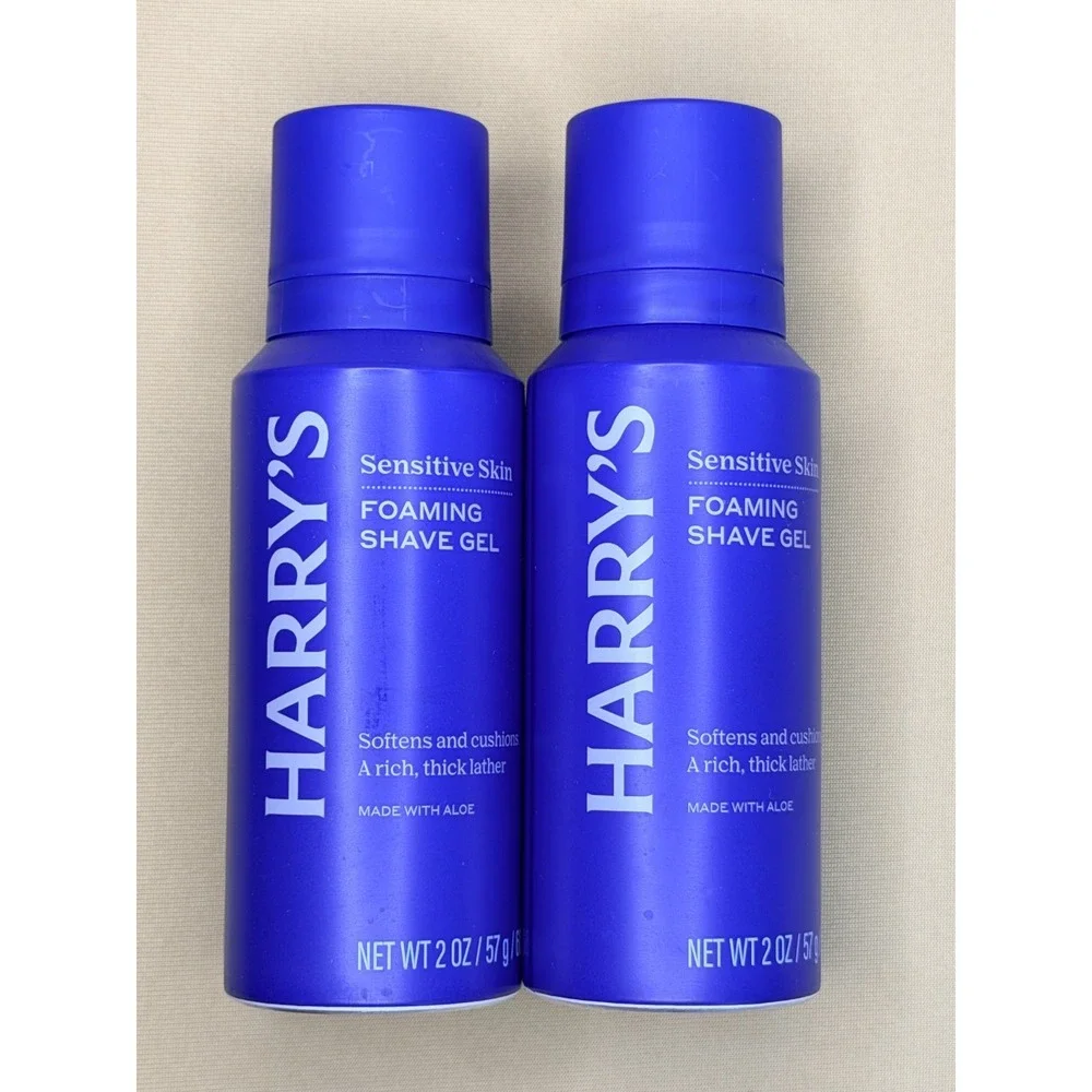 (Lot of 2) Harry's Foaming Shaving Gel w/ Aloe - 2 oz Travel Size TSA Approved